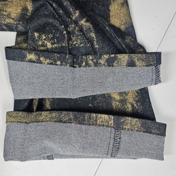 Karen Kane Dark Denim Gold Metallic Painted High Rise Jeans Art to Wear Size 10 - Picture 8 of 12